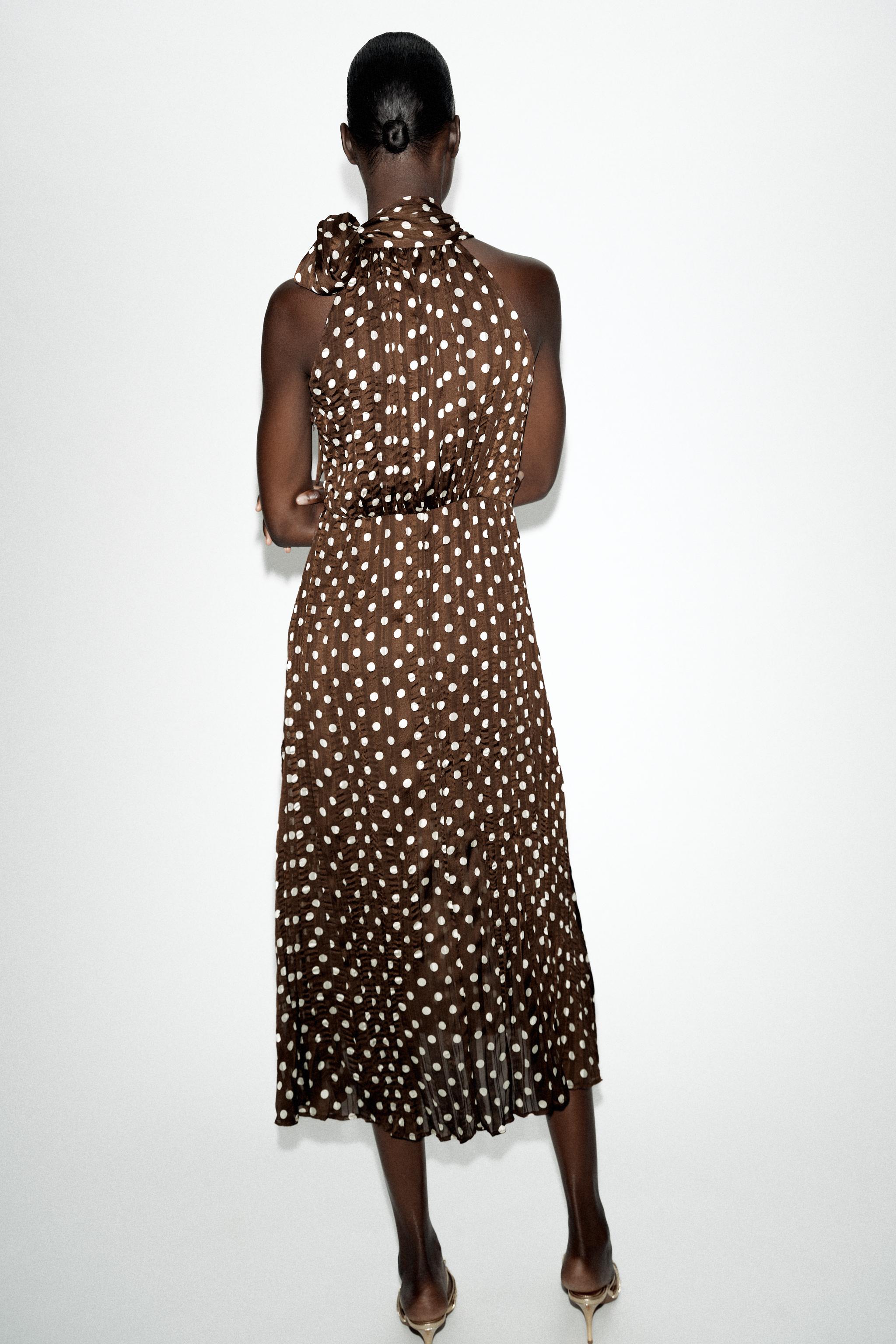TIED POLKA DOT MIDI DRESS